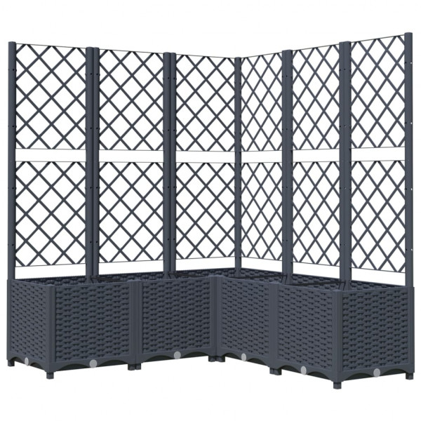 Vaso/floreira jardim c/ treliça 120x120x136 cm PP cinzento azul M 2