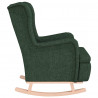 Sillón con patas mecedoras madera de caucho tela verde oscuro 4