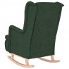 Sillón con patas mecedoras madera de caucho tela verde oscuro 5