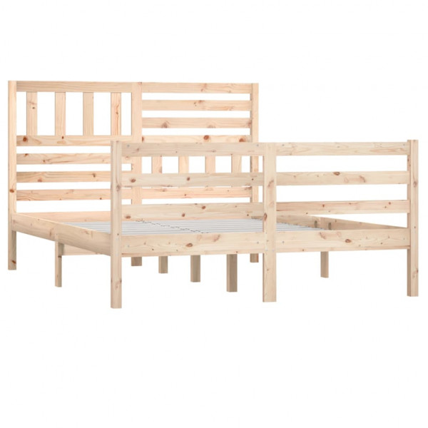 Estructura de cama madera maciza 140x190 cm M 3