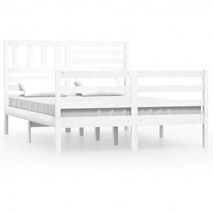 Estructura de cama de madera maciza blanca 140x200 cm H