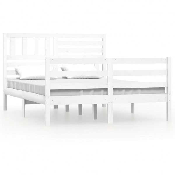 Estructura de cama de madera maciza blanca 140x200 cm M 2