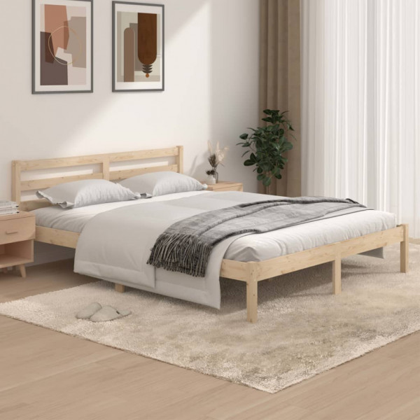 Estructura de cama madera maciza de pino 150x200 cm D