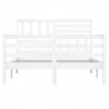 Estructura de cama de madera maciza blanca 160x200 cm 4