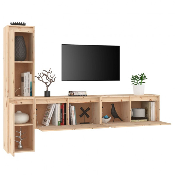 Muebles para TV 4 piezas madera maciza de pino M 4