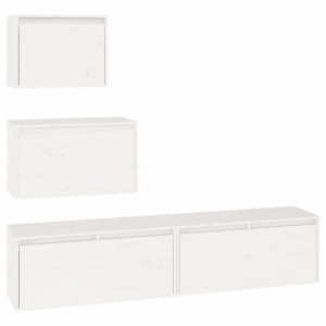 Muebles para TV 4 piezas madera maciza de pino blanco H