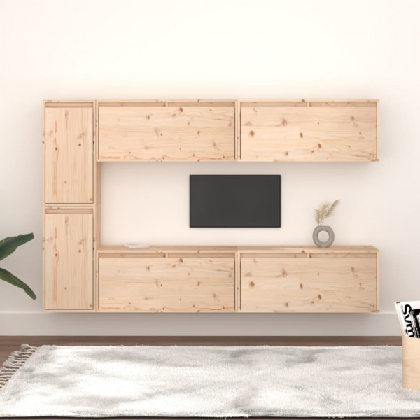 Muebles para TV 6 piezas madera maciza de pino D