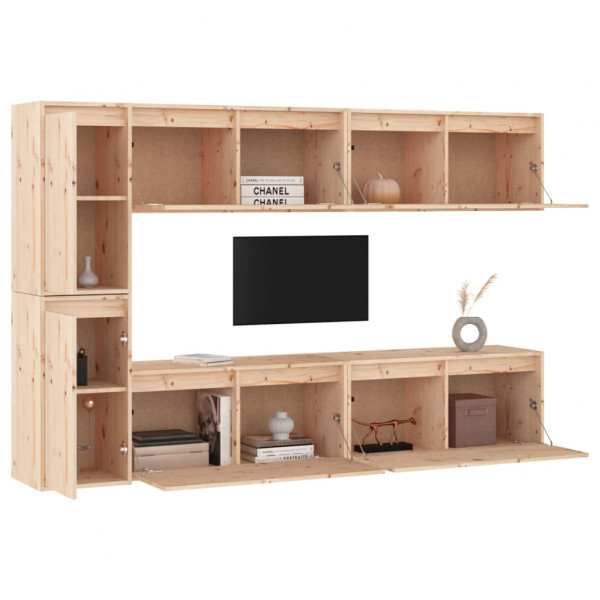 Muebles para TV 6 piezas madera maciza de pino M 4