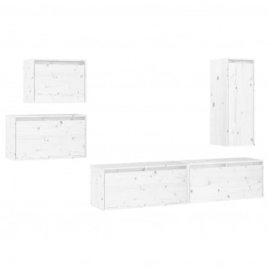 Muebles para TV 5 piezas madera maciza de pino blanco H