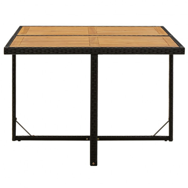 Mesa de jardín ratán sintético madera acacia negro 109x107x74cm M 2