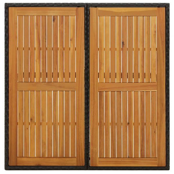 Mesa de jardim 109x107x74 cm vime PE e acácia maciça preto M 3