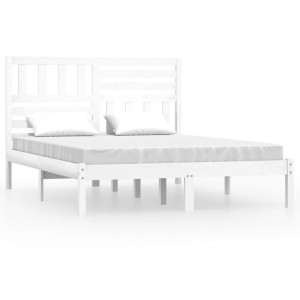Estructura de cama de madera de pino maciza blanca 140x200 cm H