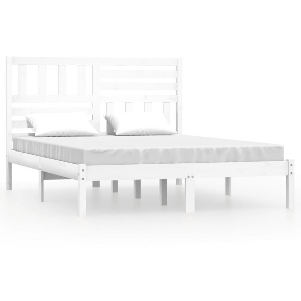 Estructura de cama de madera de pino maciza blanca 140x200 cm M 2