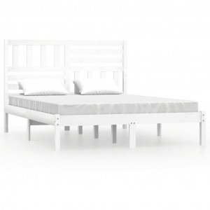 Cama sem colchão 150x200 cm madeira de pinho maciça branco H