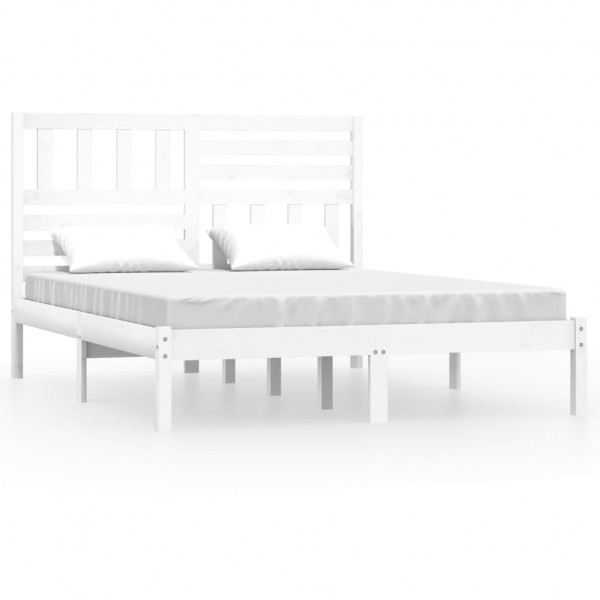 Estructura de cama de madera maciza de pino blanca 160x200 cm M 2