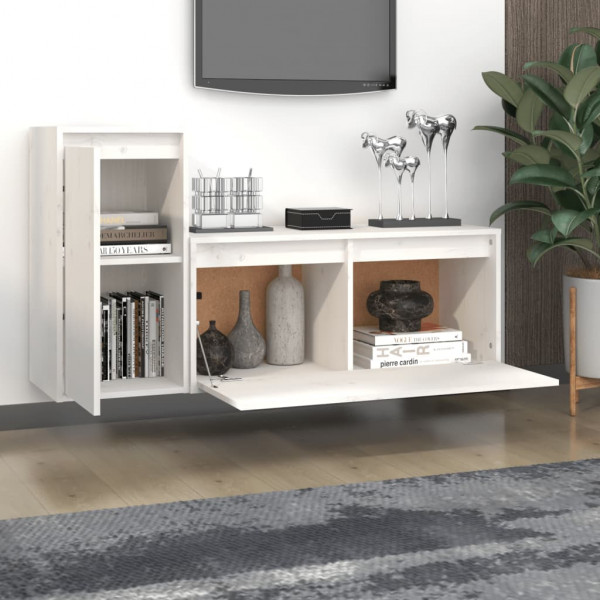 Muebles para TV 2 piezas madera maciza de pino blanco M 3