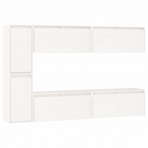 Móveis de TV 6 pcs madeira de pinho maciça branco H