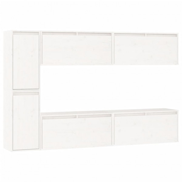 Muebles para TV 6 piezas madera maciza de pino blanco M 2