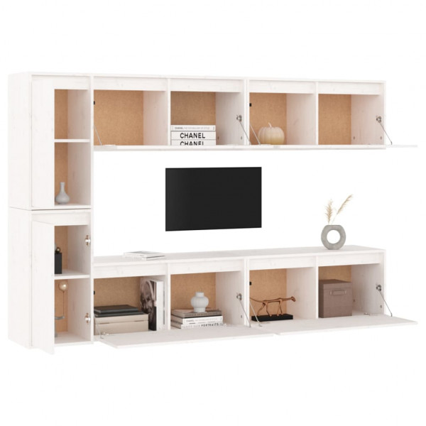 Muebles para TV 6 piezas madera maciza de pino blanco M 4