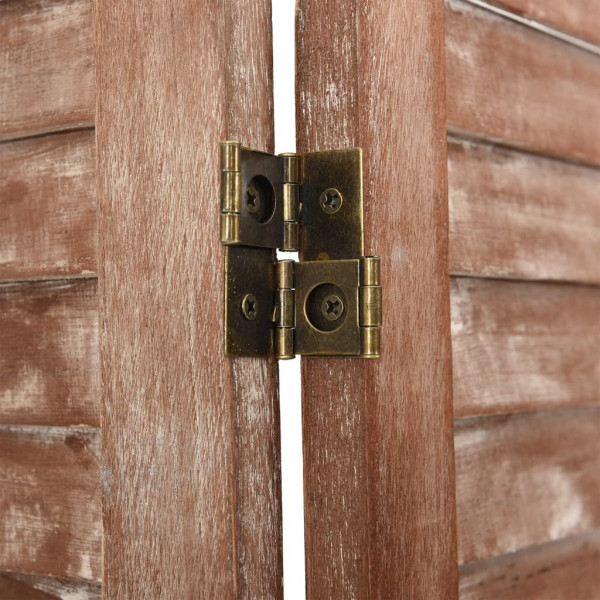 Biombo de 6 paneles madera maciza de paulownia marrón 210x165cm M 5