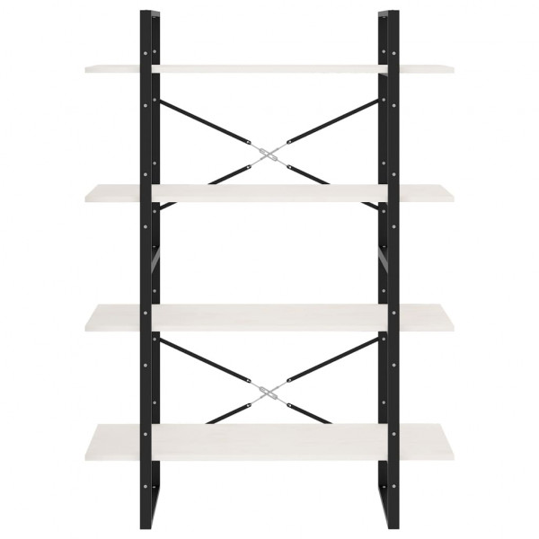 Estante com 4 prateleiras 100x30x140 cm pinho maciço branco M 5