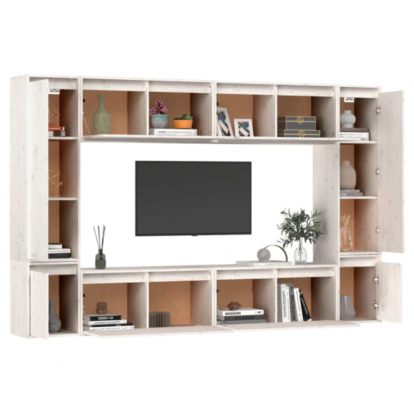 Muebles para TV 8 piezas madera maciza de pino blanco M 4
