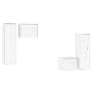 Muebles para TV 4 piezas madera maciza de pino blanco H