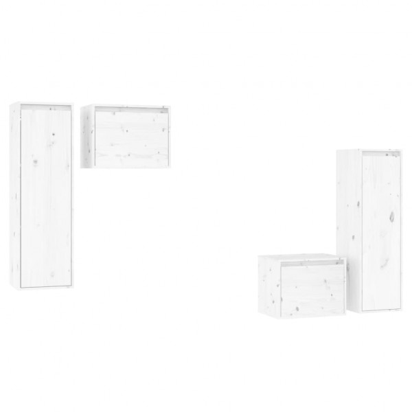 Muebles para TV 4 piezas madera maciza de pino blanco M 2