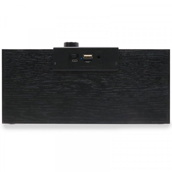 Altavoz Música Universal Bluetooth Marca COOL Retro (20W) Madera Negro Frontal Plata M 8