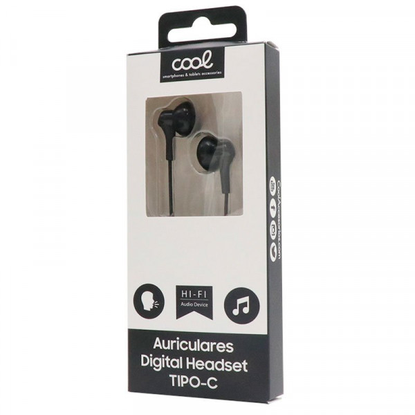 Auriculares Botón COOL Stereo Tipo-C Con Micro (Digital) Negro M 2