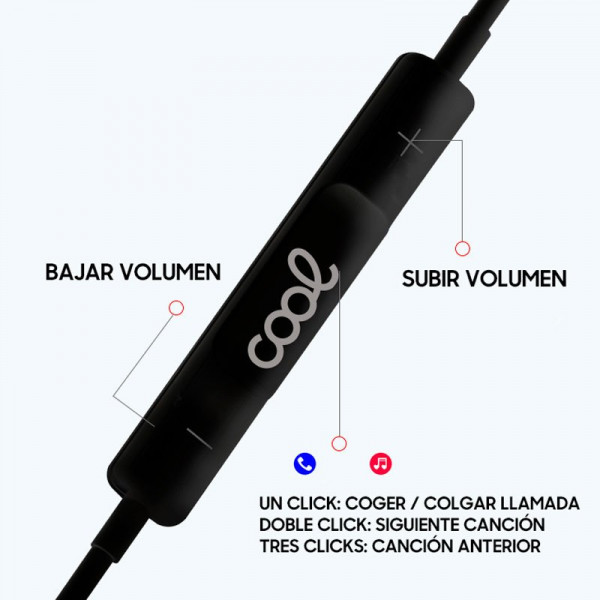 Auriculares Botón COOL Stereo Tipo-C Con Micro (Digital) Negro M 4
