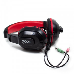 Auriculares Stereo Oficina COOL Dublin con micro (Negro-Rojo) H