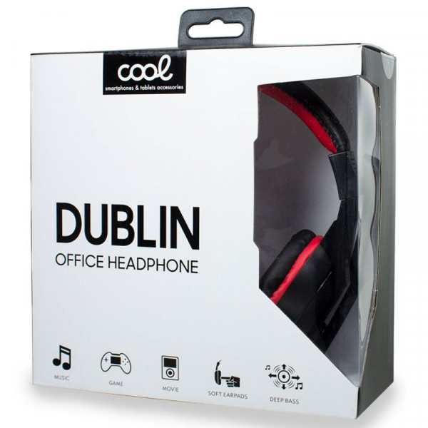 Auscultadores de escritório estéreo COOL Dublin com micro (Negro-Rojo) M 6