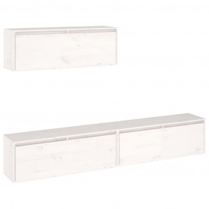 Muebles para TV 3 piezas madera maciza de pino blanco H