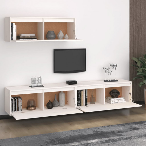 Muebles para TV 3 piezas madera maciza de pino blanco M 3