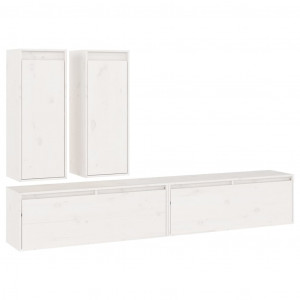Muebles para TV 4 piezas madera maciza de pino blanco H