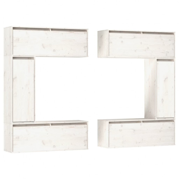 Muebles para TV 6 piezas madera maciza de pino blanco M 2