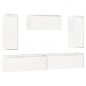 Muebles para TV 5 piezas madera maciza de pino blanco H