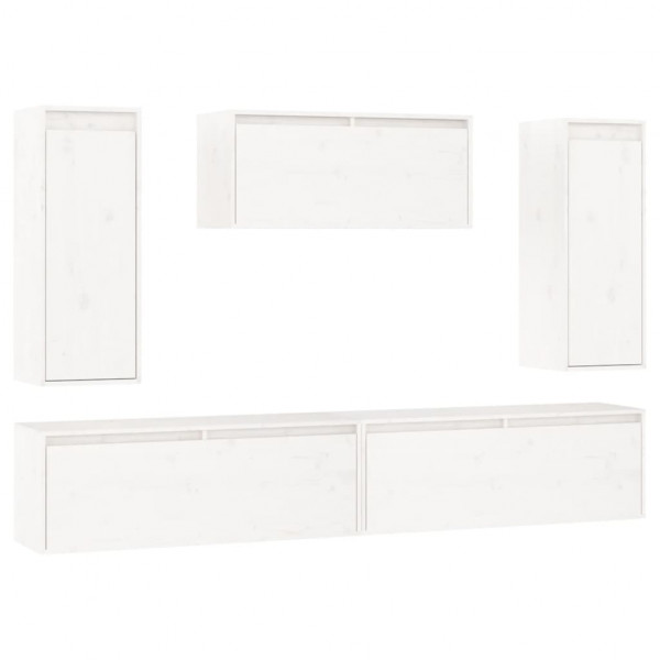 Muebles para TV 5 piezas madera maciza de pino blanco M 2