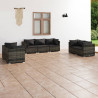 7 pcs conjunto lounge de jardim c/ almofadões vime PE cinzento 1