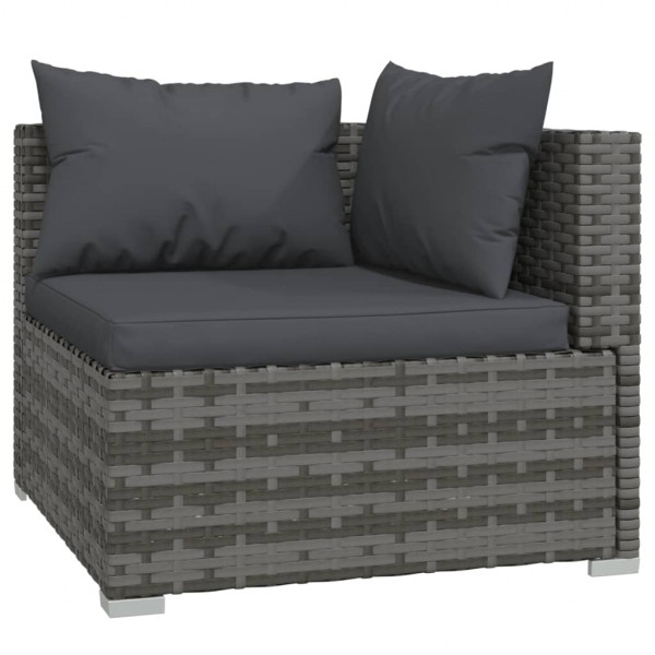 Set de muebles de jardín 7 pzas y cojines ratán sintético gris M 3