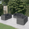 6 pcs conjunto lounge de jardim c/ almofadões vime PE cinzento 1