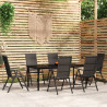 7 pcs conjunto de jantar para jardim preto 1