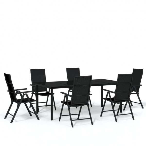 Juego de comedor para jardín 7 piezas negro M 2