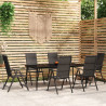 7 pcs conjunto de jantar para jardim preto 1