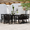 9 pcs conjunto de jantar para jardim preto 1