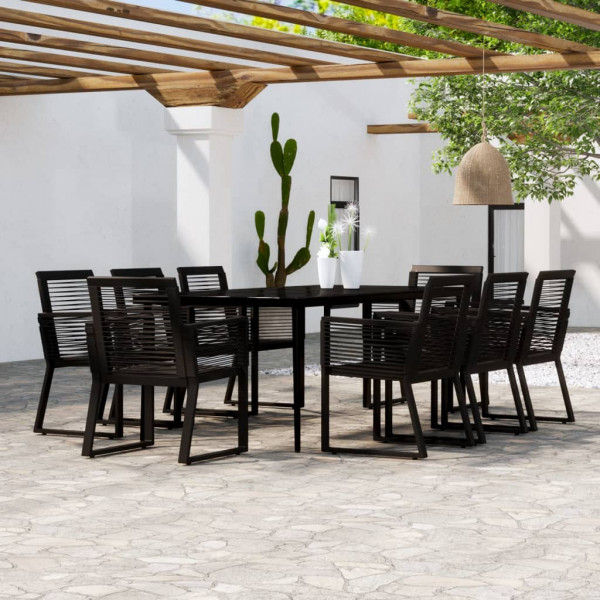 9 pcs conjunto de jantar para jardim preto D