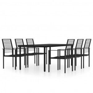 Juego de comedor de jardín 7 piezas negro H