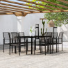 9 pcs conjunto de jantar para jardim preto 1