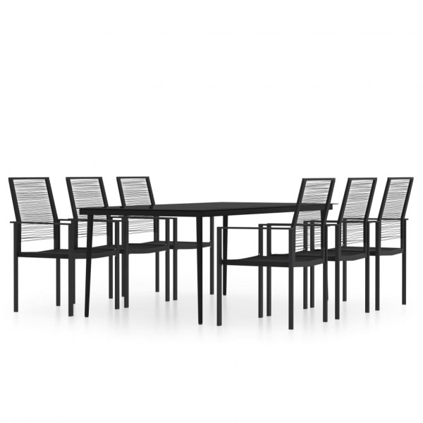 Juego de comedor de jardín 7 piezas negro M 2